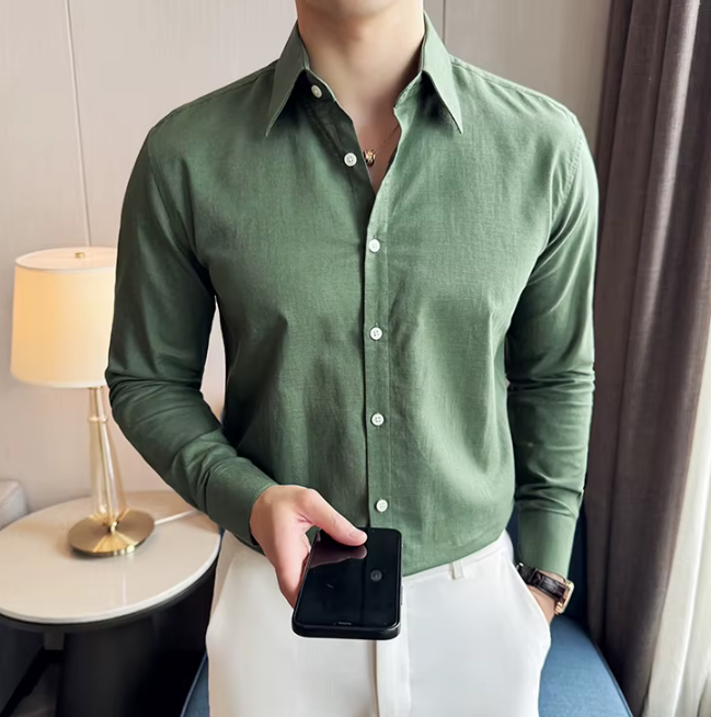 Men's Solid Color Breathable and Sweat-wicking Long-sleeve Shirt - Image 9