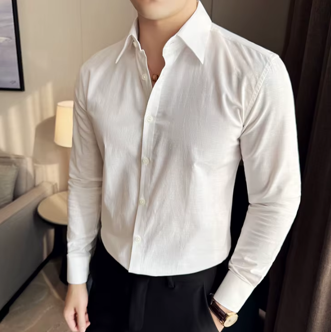 Men's Solid Color Breathable and Sweat-wicking Long-sleeve Shirt - Image 18