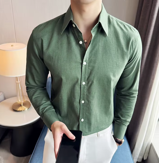 Men's Solid Color Breathable and Sweat-wicking Long-sleeve Shirt - Image 11