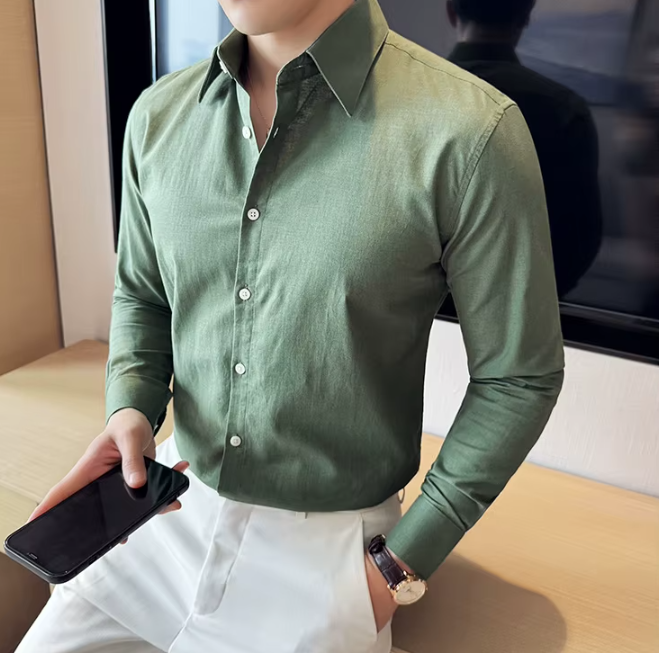 Men's Solid Color Breathable and Sweat-wicking Long-sleeve Shirt - Image 12