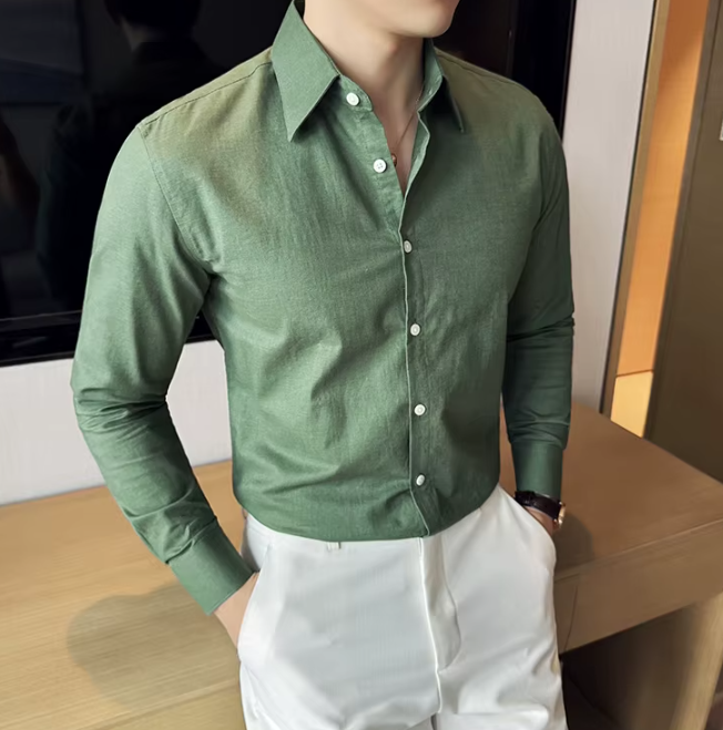 Men's Solid Color Breathable and Sweat-wicking Long-sleeve Shirt - Image 13