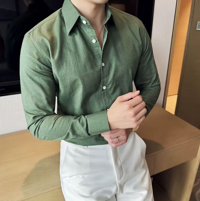 Men's Solid Color Breathable and Sweat-wicking Long-sleeve Shirt - Image 14