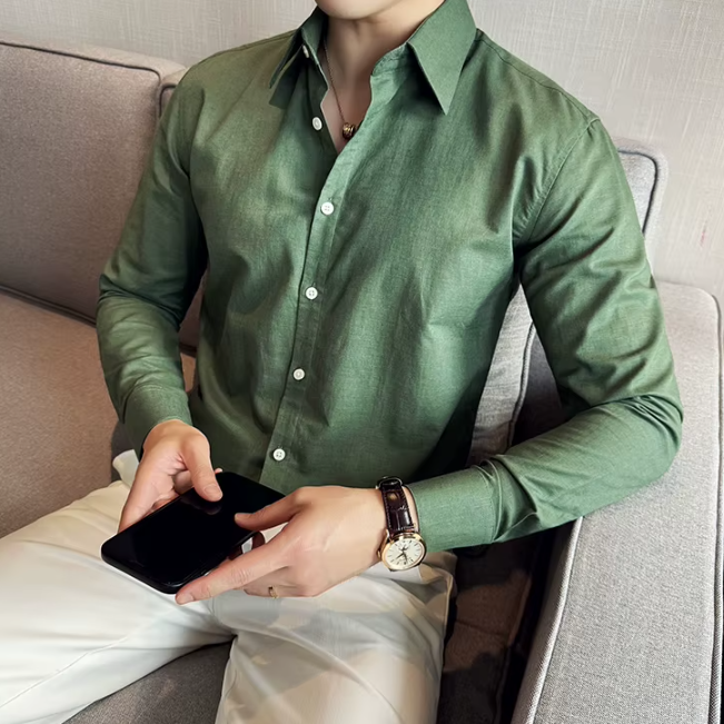 Men's Solid Color Breathable and Sweat-wicking Long-sleeve Shirt - Image 16
