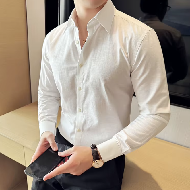 Men's Solid Color Breathable and Sweat-wicking Long-sleeve Shirt - Image 19