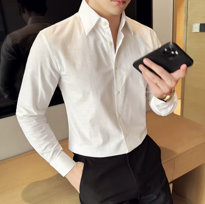 Men's Solid Color Breathable and Sweat-wicking Long-sleeve Shirt - Image 20