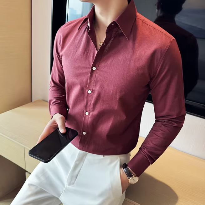 Men's Solid Color Breathable and Sweat-wicking Long-sleeve Shirt - Image 2