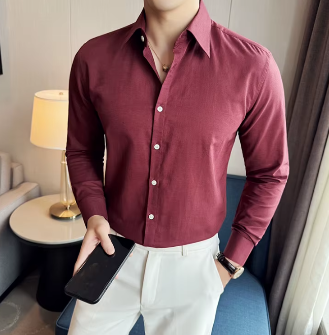 Men's Solid Color Breathable and Sweat-wicking Long-sleeve Shirt - Image 3