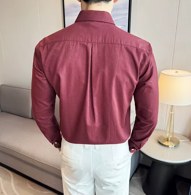 Men's Solid Color Breathable and Sweat-wicking Long-sleeve Shirt - Image 4