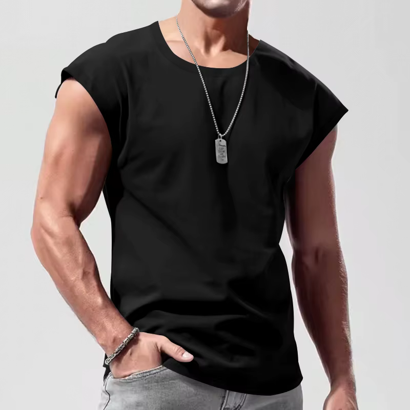 Men's Wear Sleeveless Leisure Sports Loose fitting Short Vest