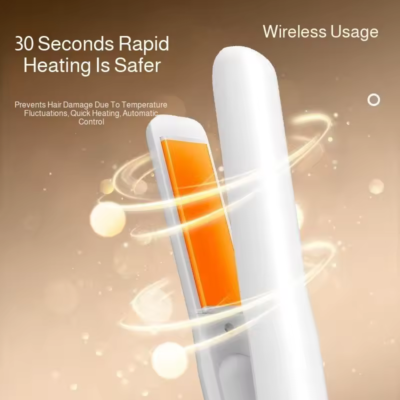 Mini Wireless Usb Rechargeable Hair Straightener And Curler Hair Fluffy Corn Plywood Home Hair Salon - Image 5