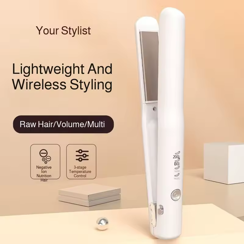 Mini Wireless Usb Rechargeable Hair Straightener And Curler Hair Fluffy Corn Plywood Home Hair Salon - Image 2