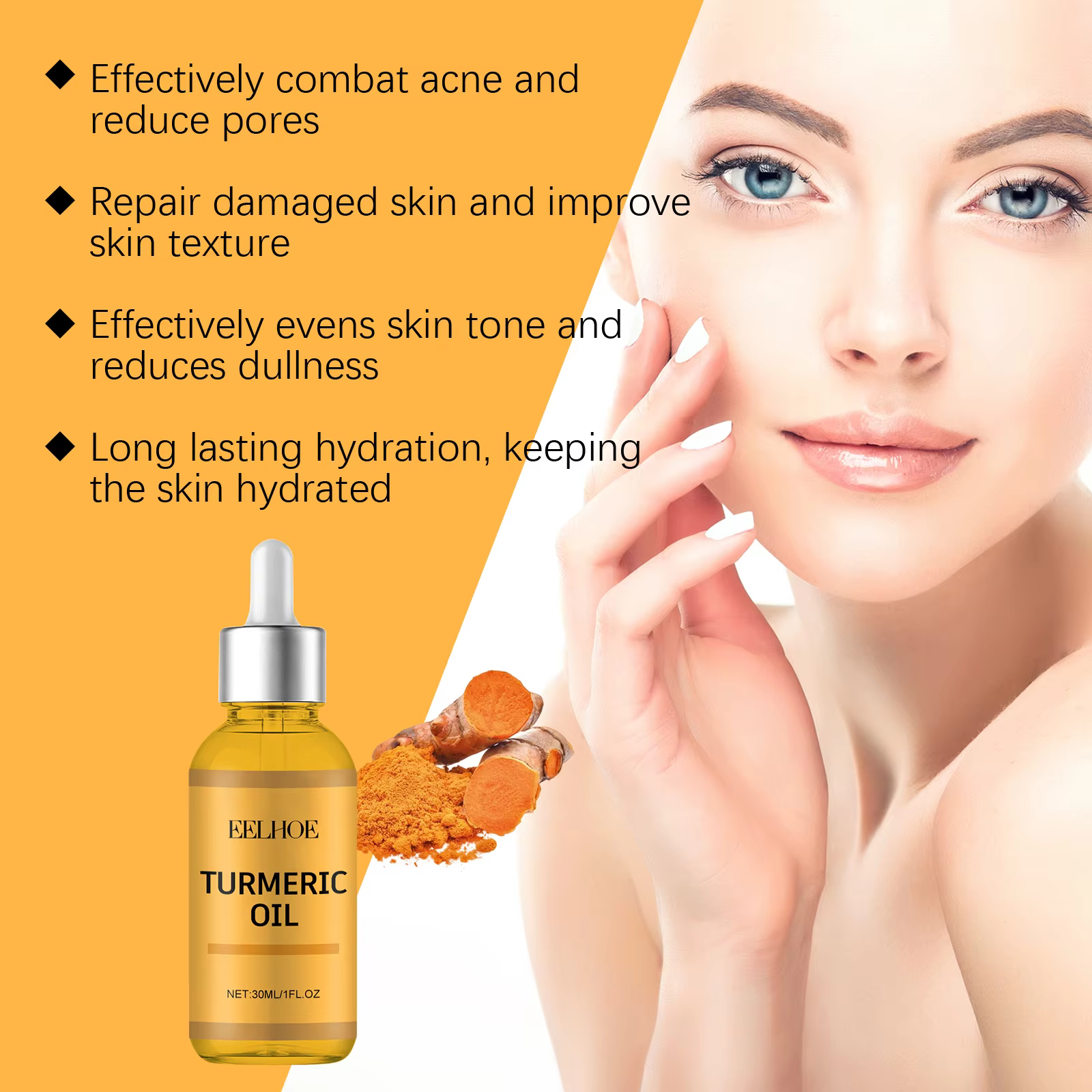 Moisturizing And Skin Repair Smooth Deep Moisturizing Lightening Face Turmeric Facial Oil - Image 3