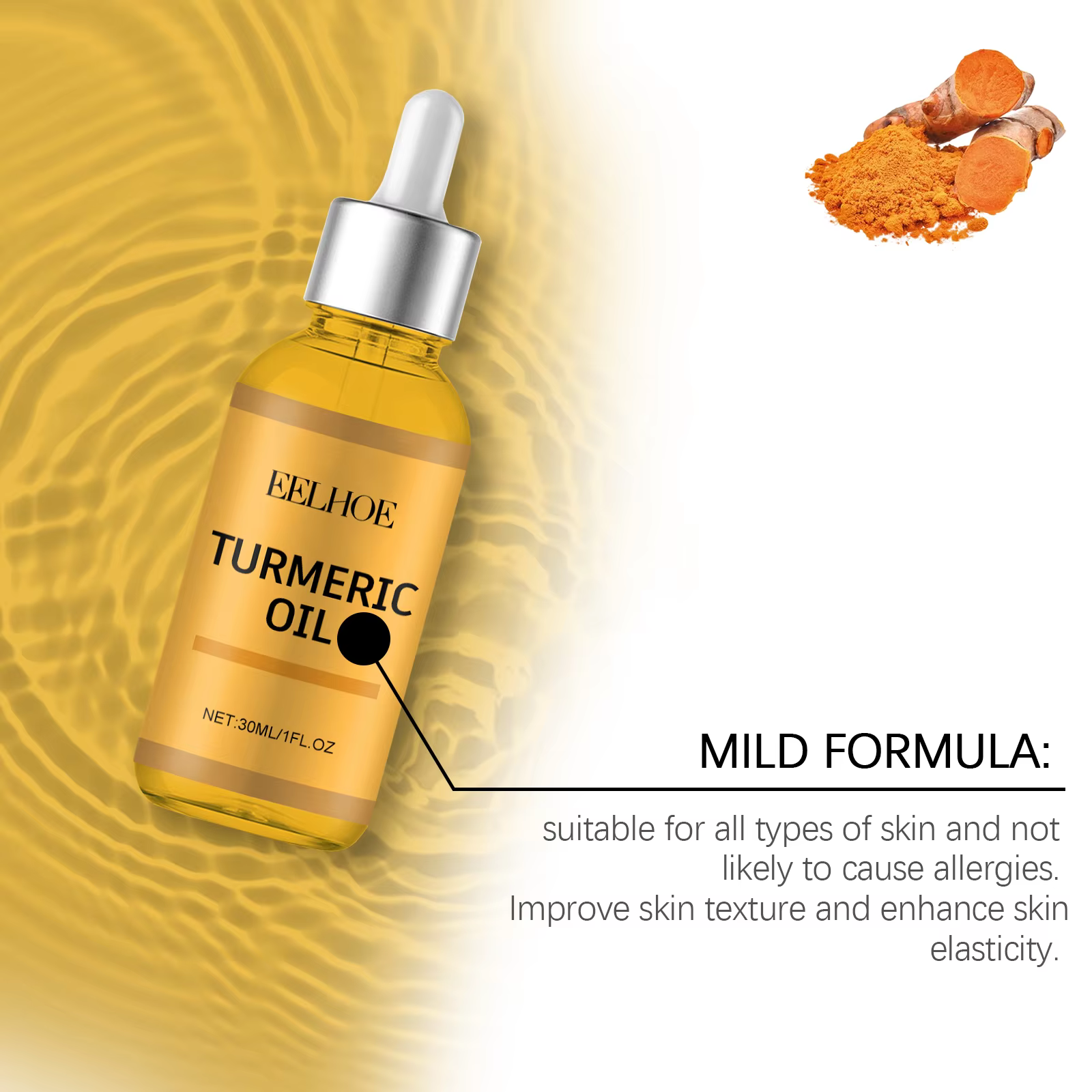 Moisturizing And Skin Repair Smooth Deep Moisturizing Lightening Face Turmeric Facial Oil - Image 5