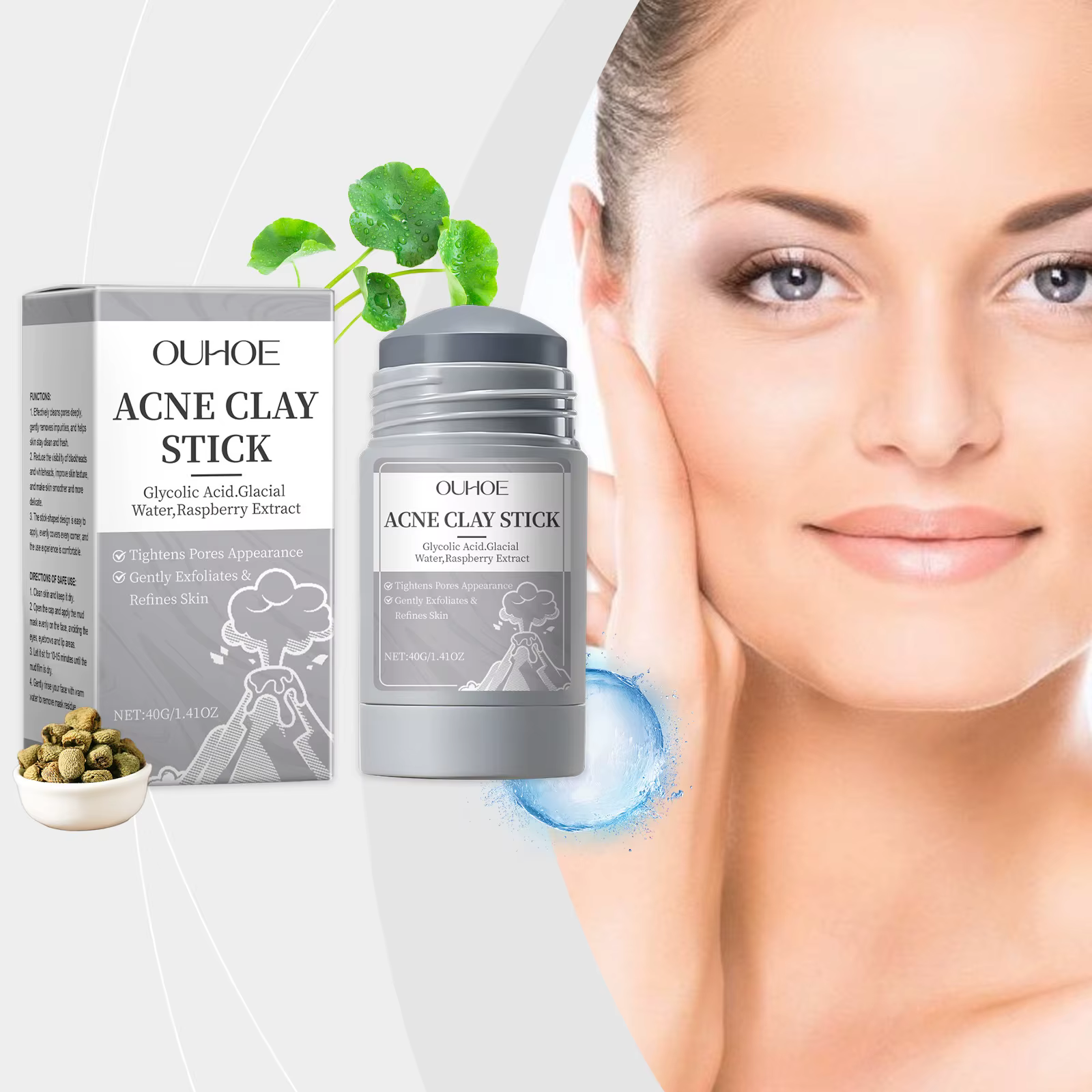 Mud Shrinking Pores Moisturizer Hydrating Exfoliating Oil Control Pimple Acne Pore Cleaning Clay Mask