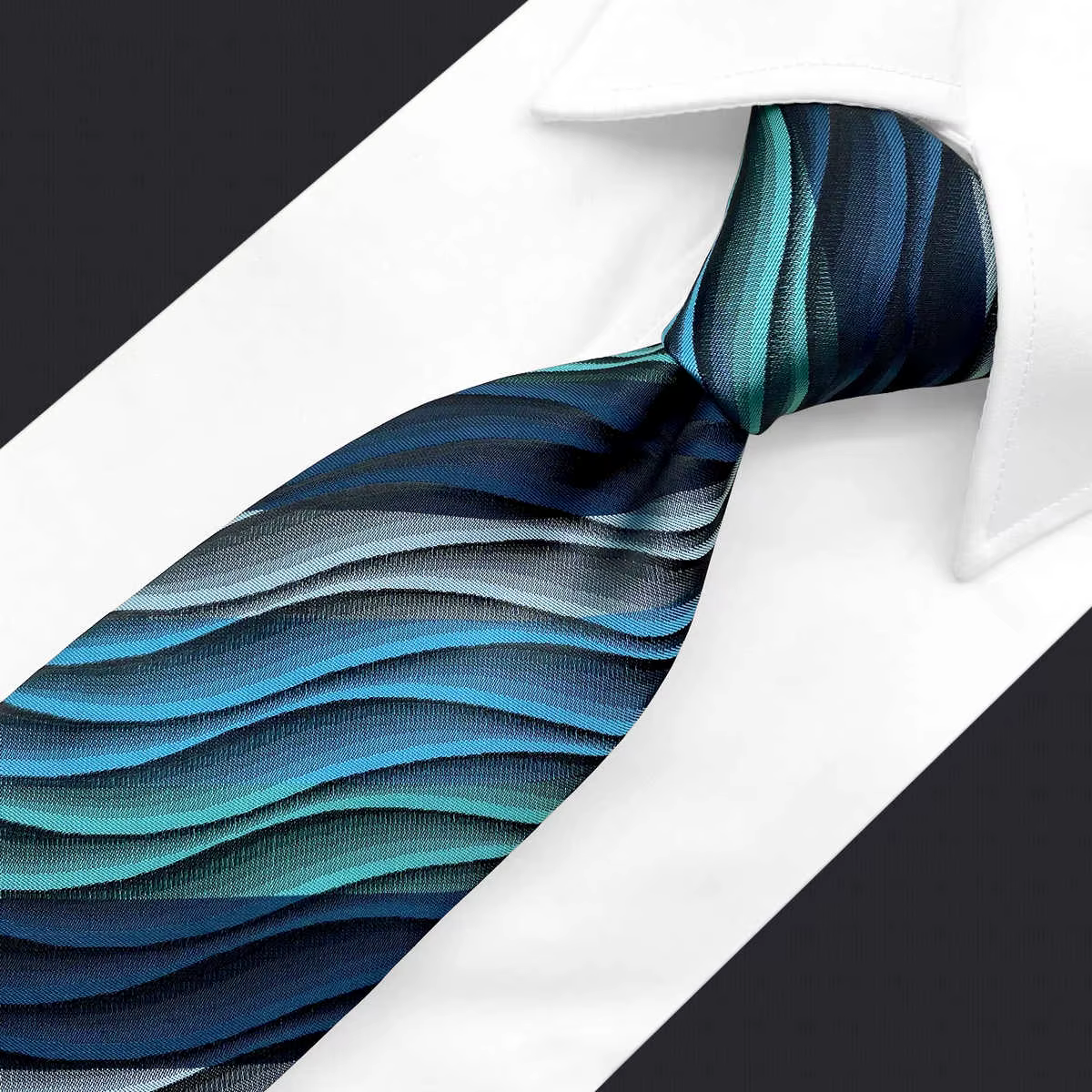 Multicolor Ripple Geometric Classic Extra Long Mens Ties Set - Image 3