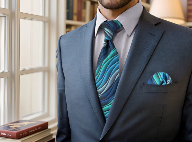 Multicolor Ripple Geometric Classic Extra Long Mens Ties Set - Image 2