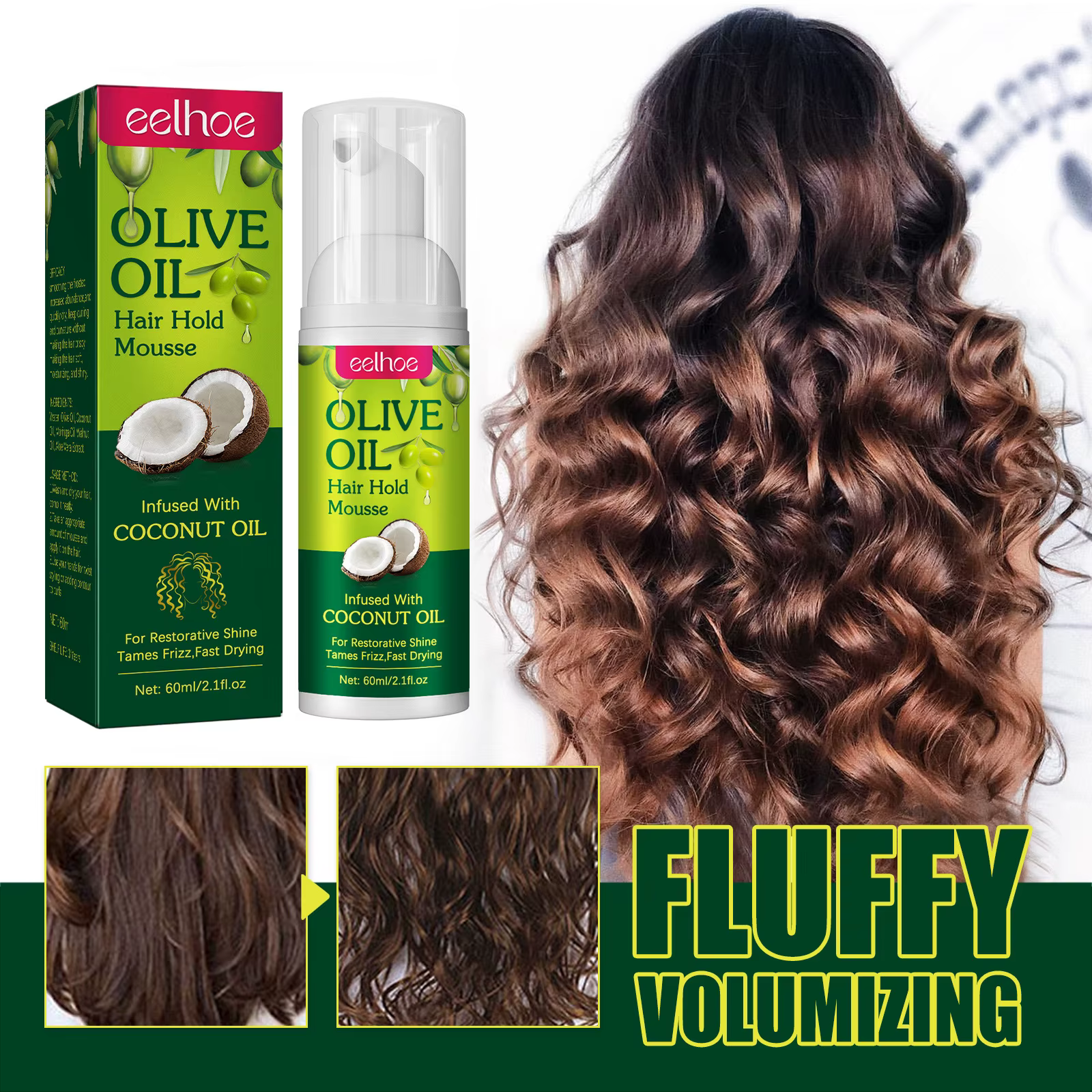 Natural Curl Enhancer Tame Frizzy Hair Styling Mousse Long Lasting Hydrating