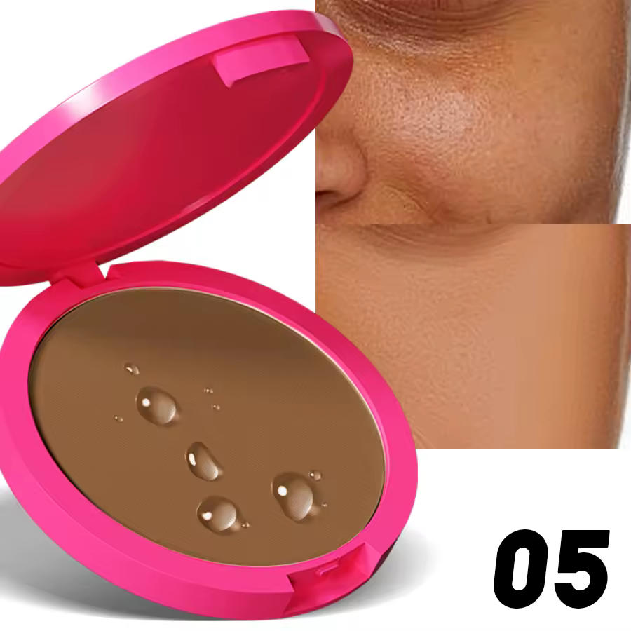 Natural Matte Pressed Powder Oil Control Brighten Whitening Face Base Foundation Compact - Image 5