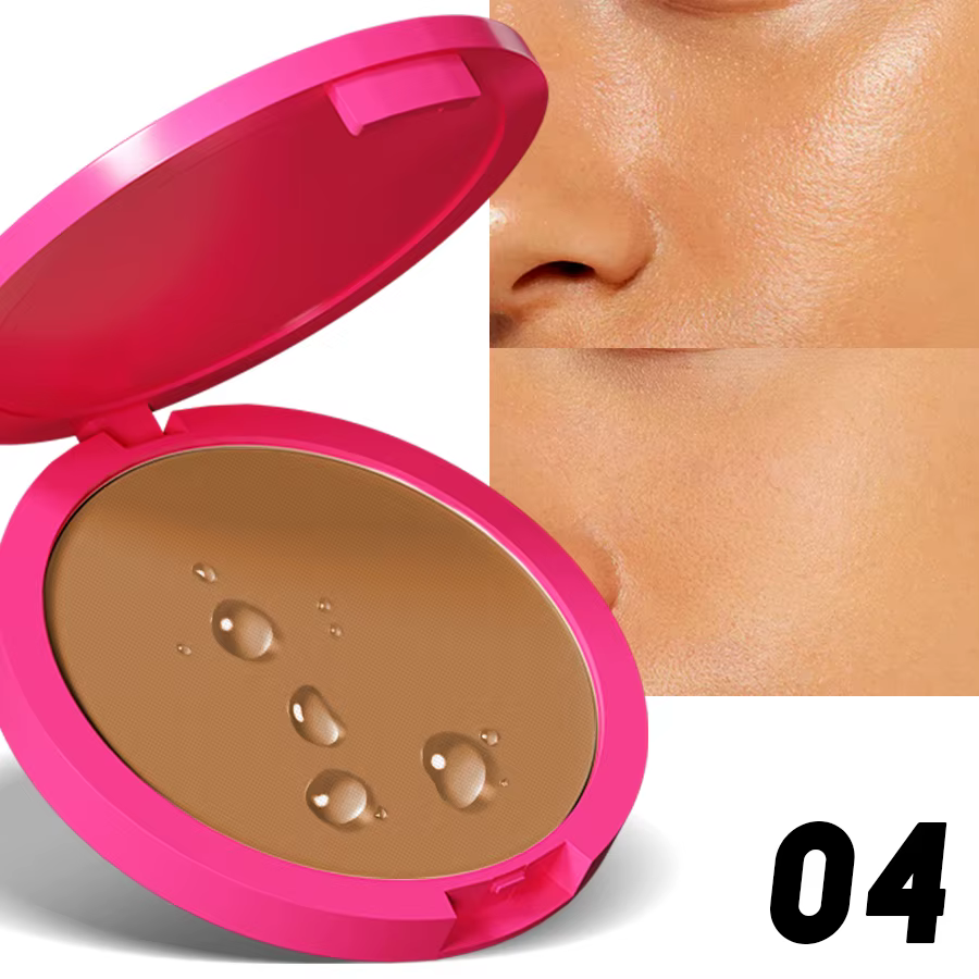 Natural Matte Pressed Powder Oil Control Brighten Whitening Face Base Foundation Compact - Image 4