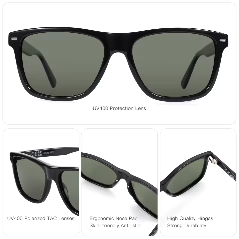 New Arrivals Square Polarized Sunglasses Protection Acetate Sun Glasses - Image 4