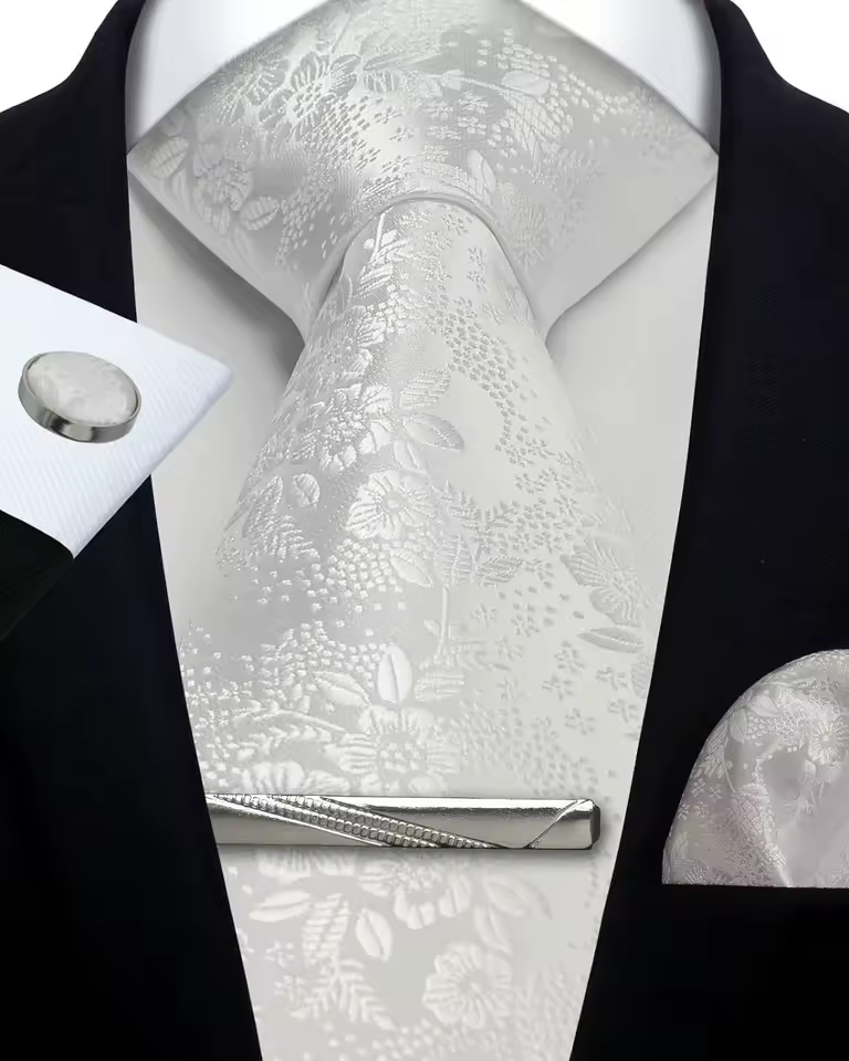 Paisley Pocket Square Cufflinks Tie Clip For Men Wedding Party - Image 5