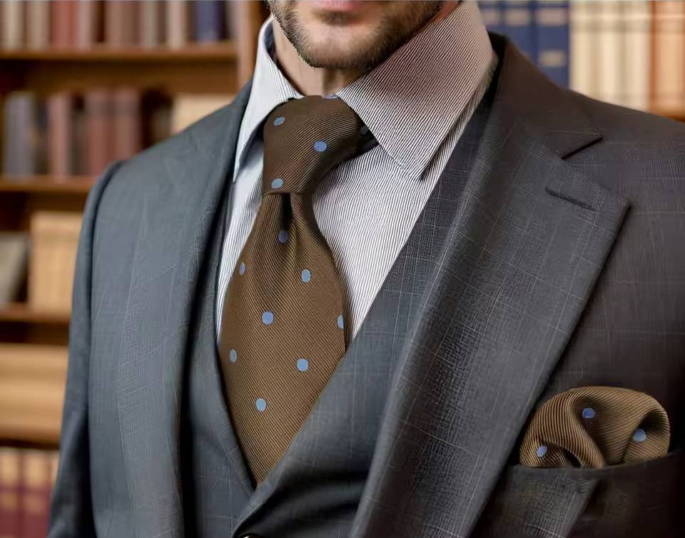 Polka Dot Pattern Extra Long Men Neckties Pocket Square Set - Image 3