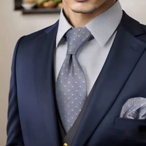 Polka Dot Pattern Extra Long Men Neckties Pocket Square Set