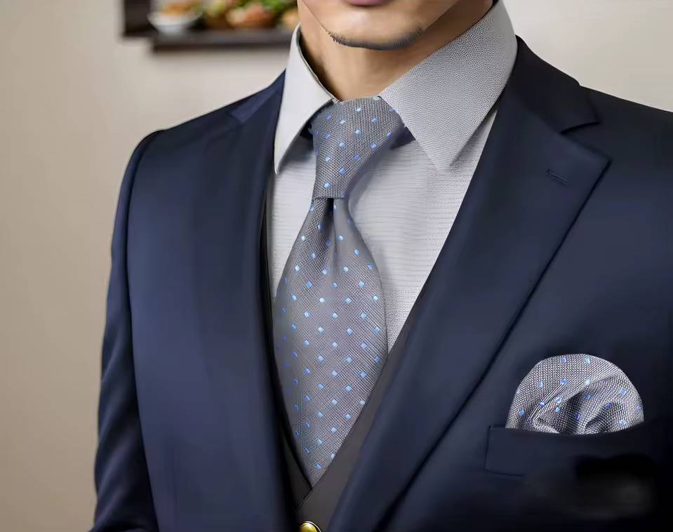 Polka Dot Pattern Extra Long Men Neckties Pocket Square Set