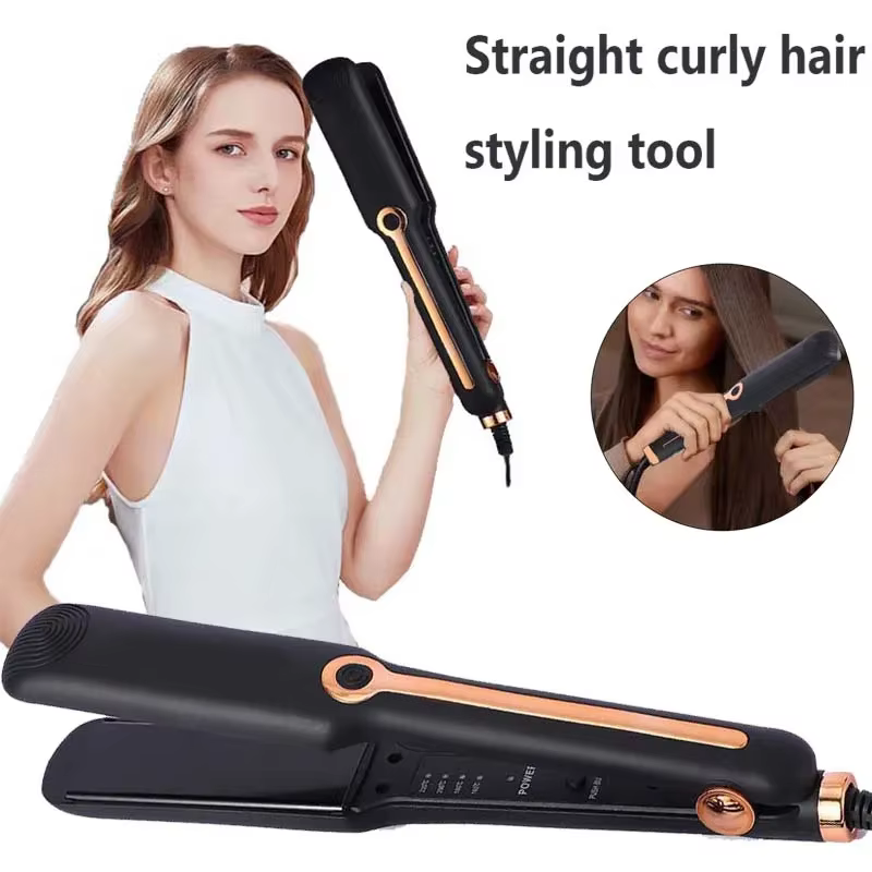 Professional Ceramic Flat Iron Negative Ion Wide Plate Temperature Adjustable Straightening Iron