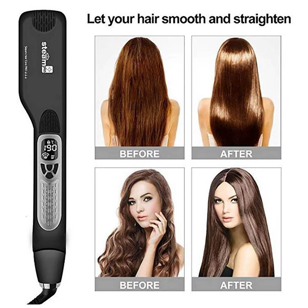 Professional Hair Straightener Steam Flat Iron Electric Hair Brushes