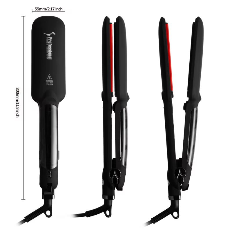 Professional Infrared Care Ceramic Coated 2 Inch Wide Plates Steam Hair Straightener - Image 5