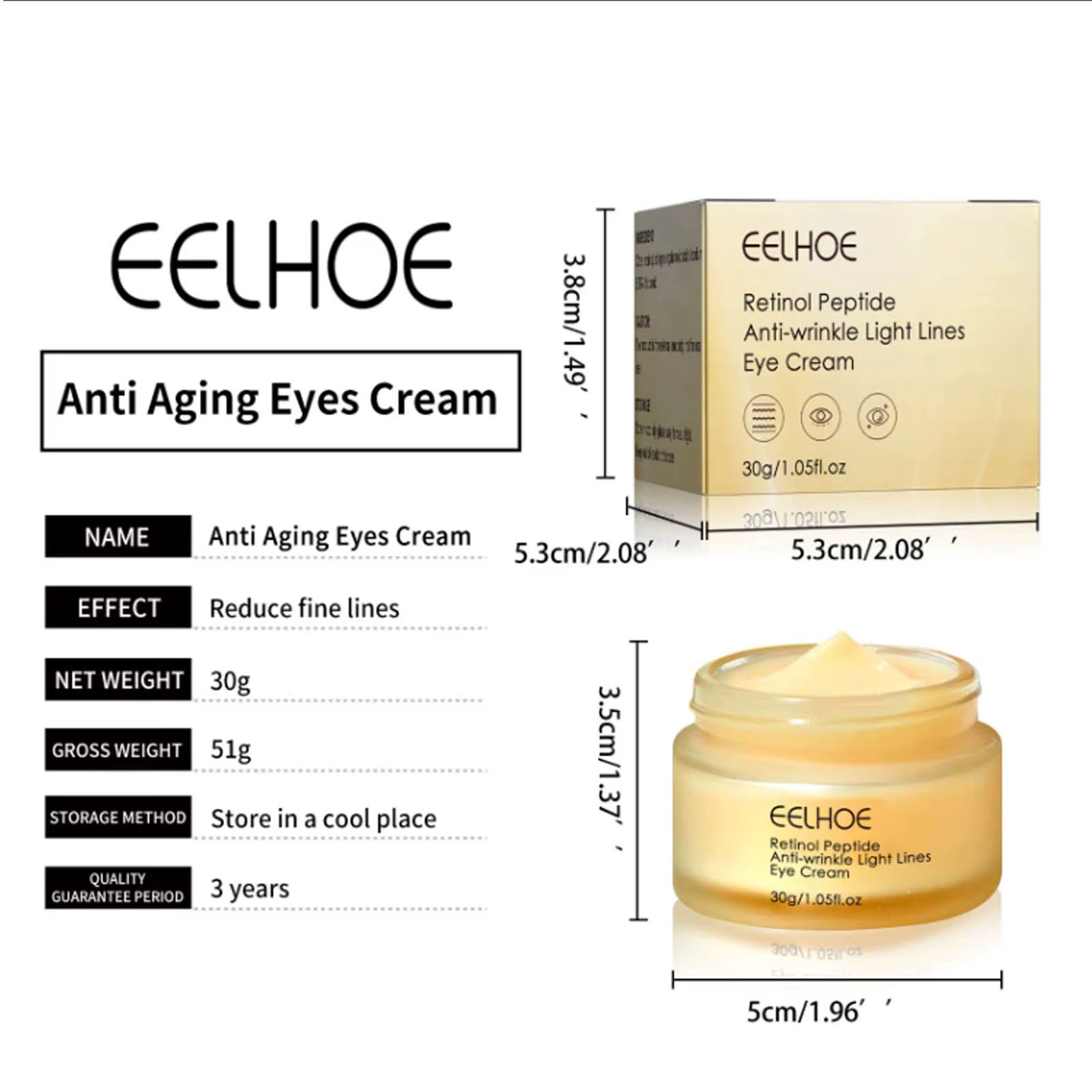 Reduce Dark Circles Eye Bag Remover Improve Puffiness Fade Eyes Fine Lines Brighten Eye Cream - Image 6