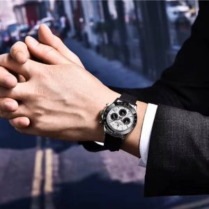 Retro Chronograph Rubber Band Waterproof 40mm Watch Men