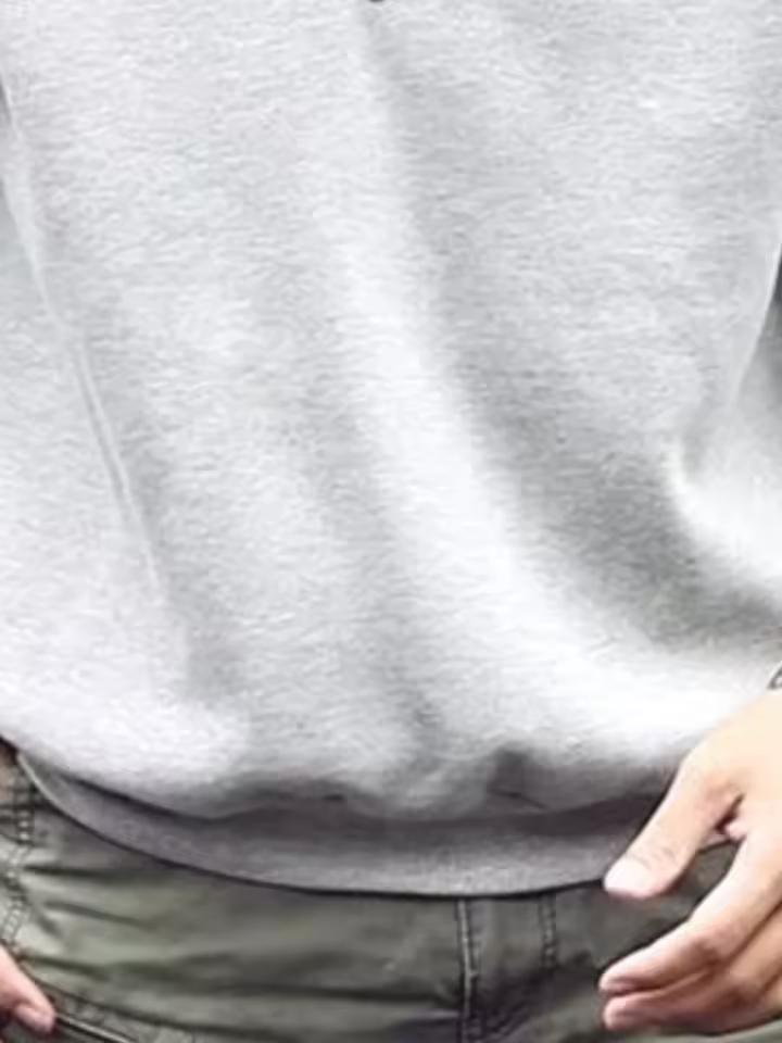 Retro Style Henry Solid Color Crew Neck Loose Sweatshirt - Image 3