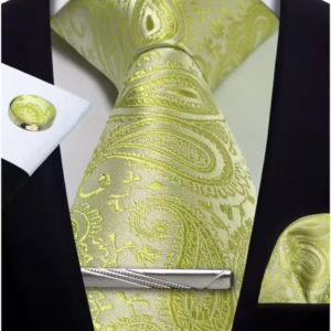 Classic Floral Necktie Pocket Square Cufflinks Tie Clip Formal Ties