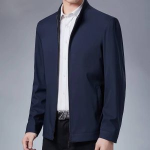 Luxury Zipper Outerwear Solid Quality Business Style Jacket