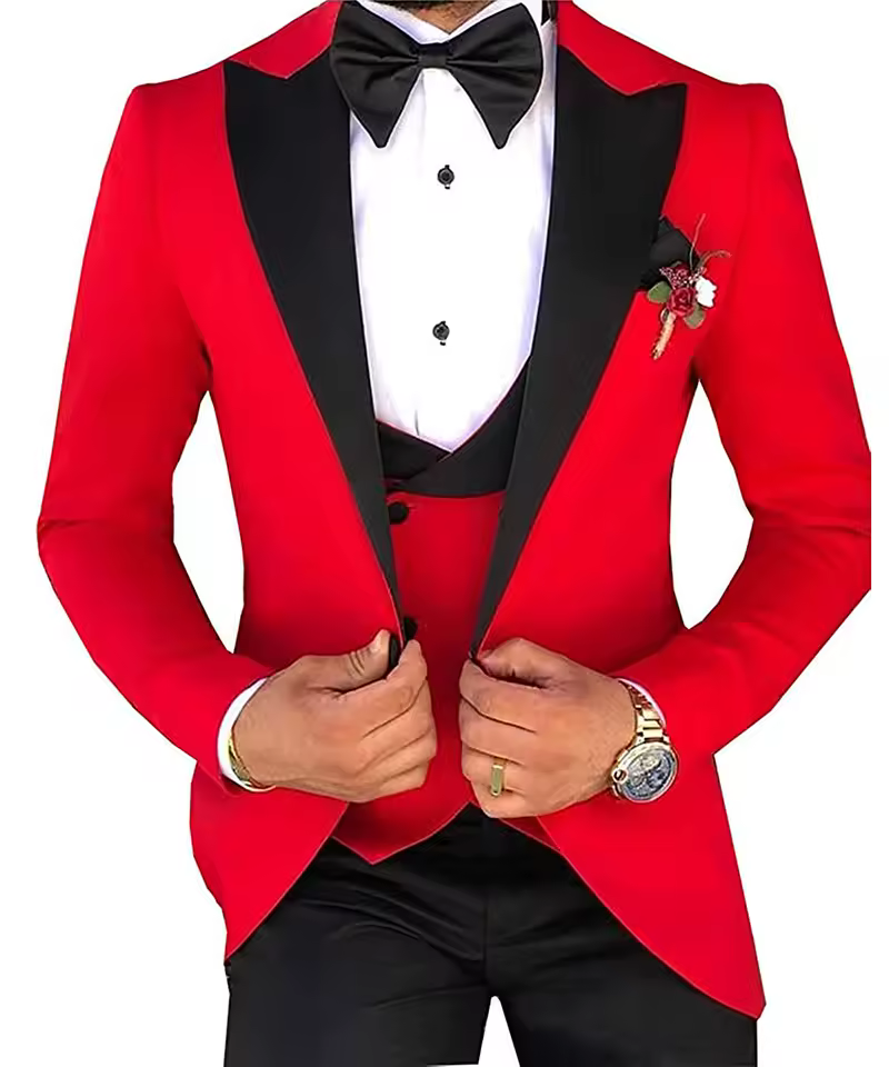 Single Breasted Groom Groomsmen Tuxedos Wedding 3 Pieces Blazer Suits - Image 16