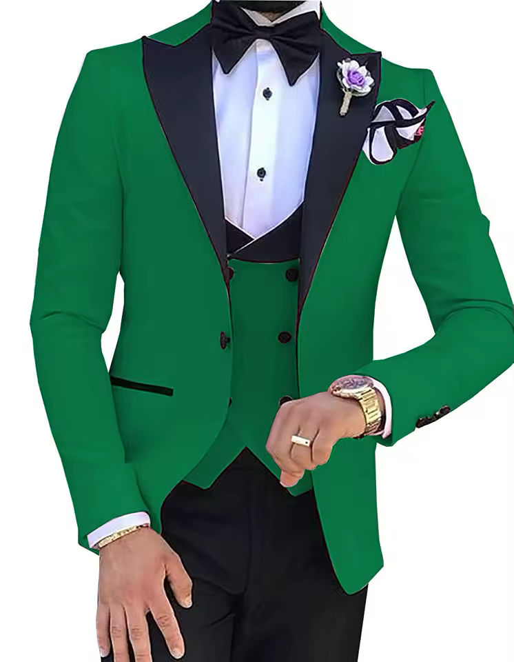 Single Breasted Groom Groomsmen Tuxedos Wedding 3 Pieces Blazer Suits - Image 2