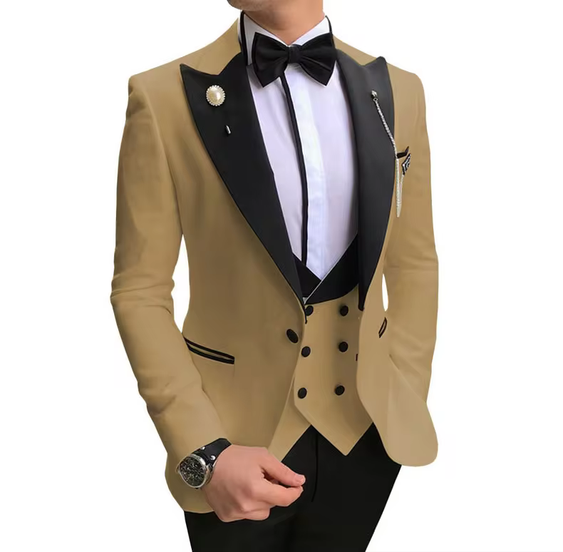 Single Breasted Groom Groomsmen Tuxedos Wedding 3 Pieces Blazer Suits - Image 14