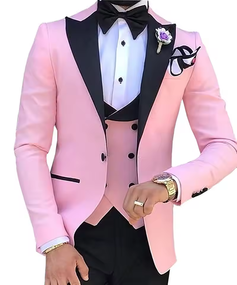 Single Breasted Groom Groomsmen Tuxedos Wedding 3 Pieces Blazer Suits - Image 15