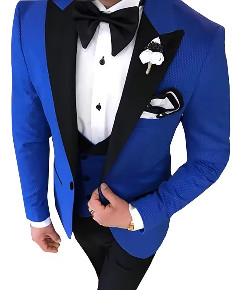Single Breasted Groom Groomsmen Tuxedos Wedding 3 Pieces Blazer Suits - Image 9