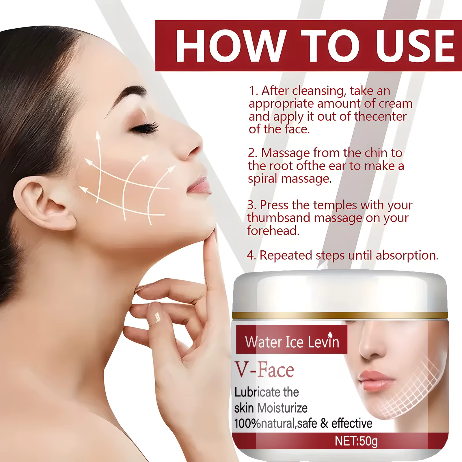 Sodium Hyaluronate Lactic Acid Bacteria Fermentation Light Moisturizing Natural V Face Lifting Cream - Image 3