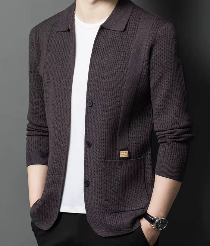 Soft Knitted High-Quality Cardigan Elastic Velvet Long-sleeved Knitted Sweater - Image 5