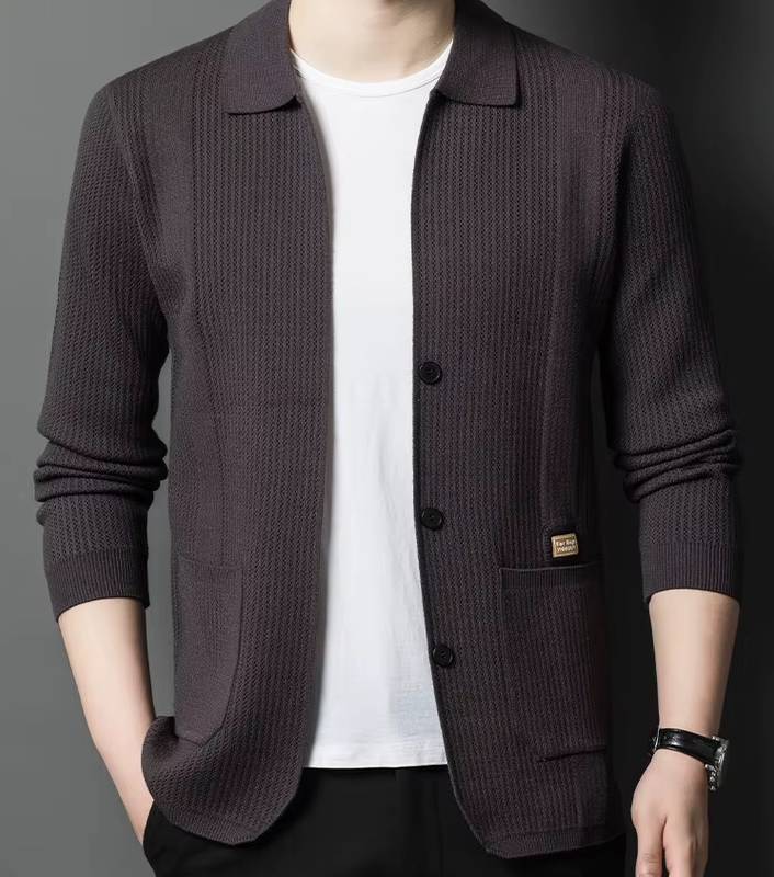 Soft Knitted High-Quality Cardigan Elastic Velvet Long-sleeved Knitted Sweater - Image 4