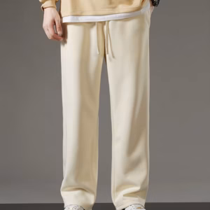 Sportswear Drawstring Wide Straight Track Pants Cotton Casual Loose Trousers3 Sportswear Drawstring Wide Straight Track Pants Cotton Casual Loose Trousers