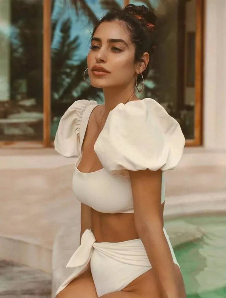 Strappy Push Up Sleeves Bandage Swimsuit High Waist Arrival Bikini Set - Image 2