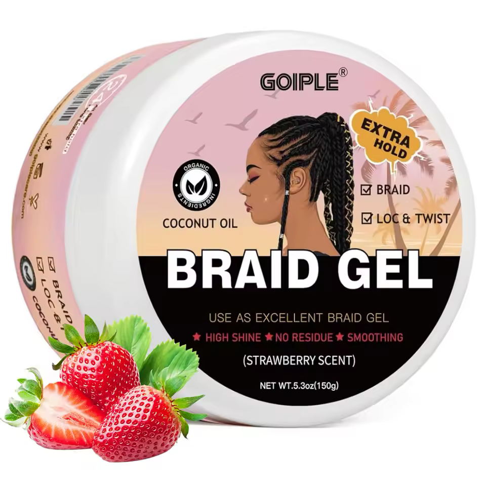 Strawberry Scent Braid Gel With Coconut Oil Frizz Control Smooth Hair Extra Hold Shaping Pomade