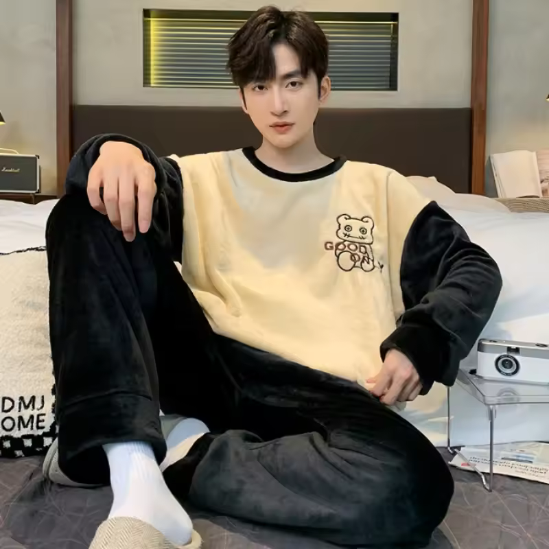 Thickening Round Neck Long Sleeve Printing Lounge 2 Piece Outfit