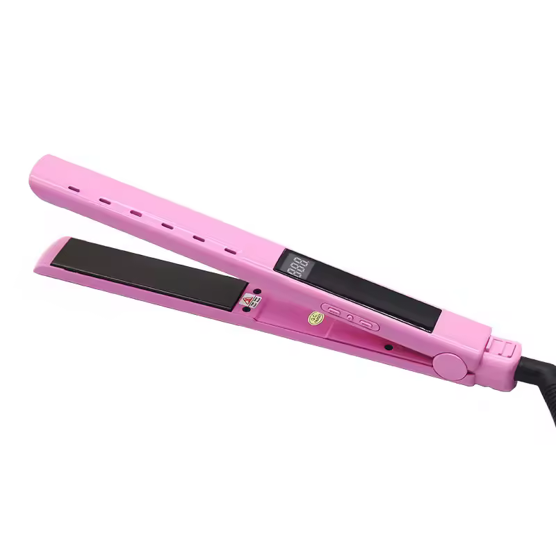 Titanium Flat Iron Hair Straightener Curler With Digital LCD Display Temperature Adjustable