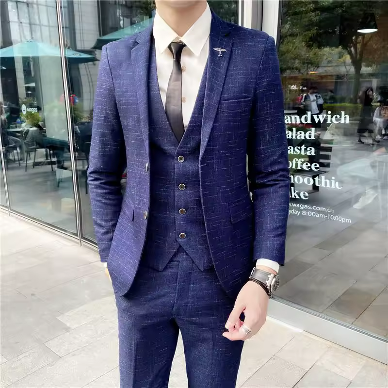Trendy All-in-one Banquet Blaze Slim Fit Suit Vest Trousers Three-piece Set